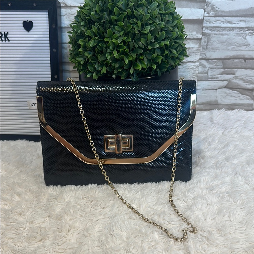 ALDO Black Gold Chain Clutch/ Bag